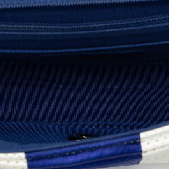 Pre Loved chanel Striped Woven Shoulder Bag Women White Crossbody Bags - Picture 4 of 7